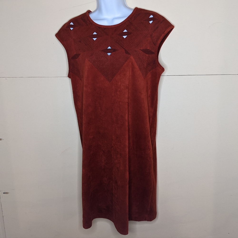 Max Studio Women's Suede Shift Dress Southwestern